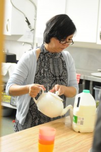 Wei Chian pouring a lovely cup of tea